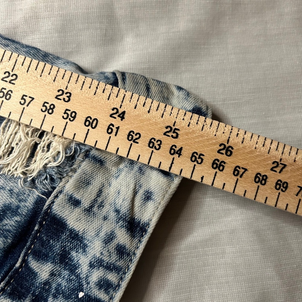 Smoke Rise Denim Jacket Mens L Blue Acid Wash Distressed Paint Splatter‎ Graphic - Picture 7 of 9
